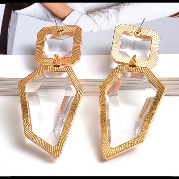 Lovely Clear Gemstone Statement Earrings - Picture 5 of 9